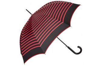 Jean Paul Gaultier womens umbrella in navy look black with red stripes