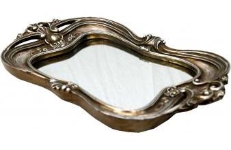 Sumptuous Baroque Tray with Mirror Antique Style Silver by Casa Padrino - Serving Tray - Antique Deco