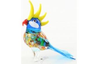 Glass figurine cockatoo bird - colorful figurine of glass - figurine decoration decoration gift gift idea