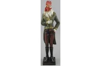 Deco Figure Noble Man Lord Rooster Multicolor 11 x 6 x H. 37 cm - Resin Figure