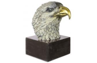 Eagle Head Bronze Figure with Marble Base Multicolor / Black 19.6 x 28 x H. 31.3 cm - Bronze Sculpture