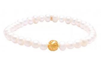 Luxury ladies pearl bracelet white / gold - High quality 9 carat gold & pearl ladies jewelry - Luxury ladies arm jewelry 